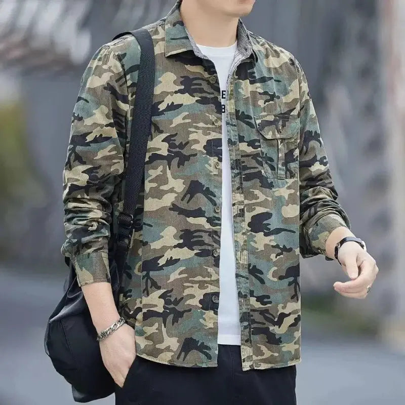 Men's Camouflage Long Sleeve Shirt – Casual & Stylish | Camo Colors