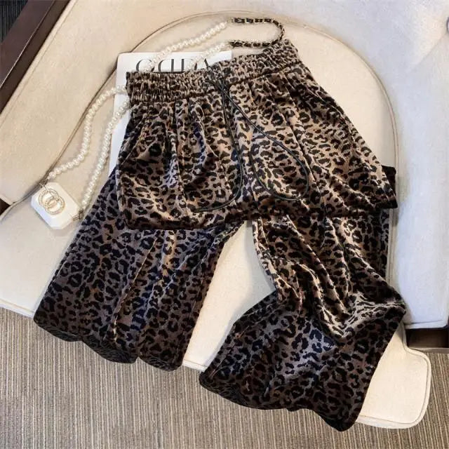 High Waist Leopard Print Wide Leg Pants for Women – Y2K | Camo Colors