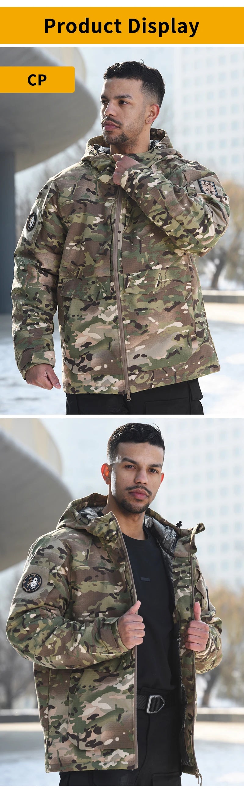 Men's Winter Tactical Camo Parkas: Warm, Waterproof, Windproof Camo Colors