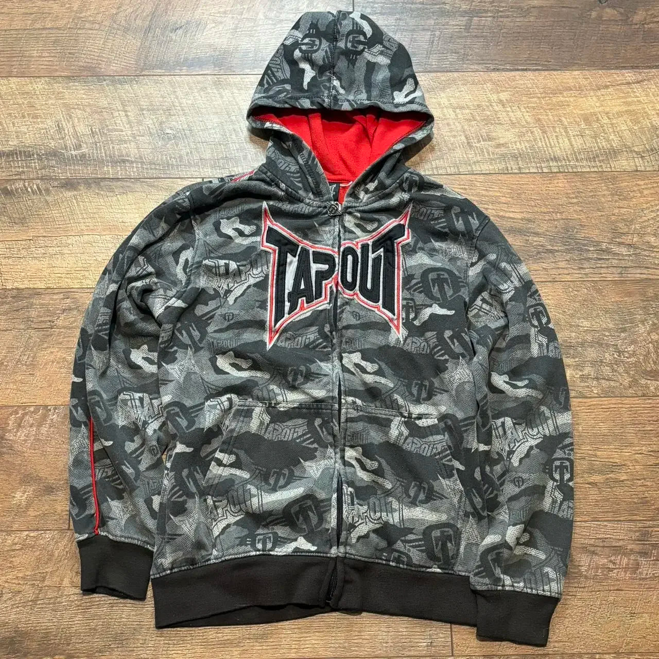 Tapout Y2K Oversized Zipper Hoodie – Hip Hop Style | Camo Colors