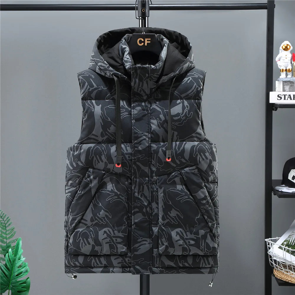 Men's Winter Camouflage Vest – Warm Hooded Sleeveless Jacket | Camo Colors