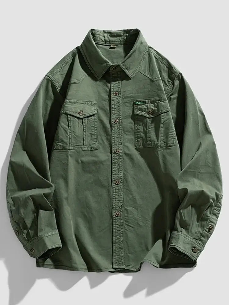 Men’s Camouflage Cotton Button-Up Shirt – Casual & Loose Fit | Camo Colors