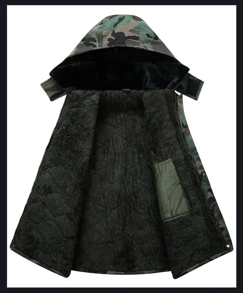 Men's Winter Camo Long Parka | Hooded Military Tactical Down Coat Camo Colors