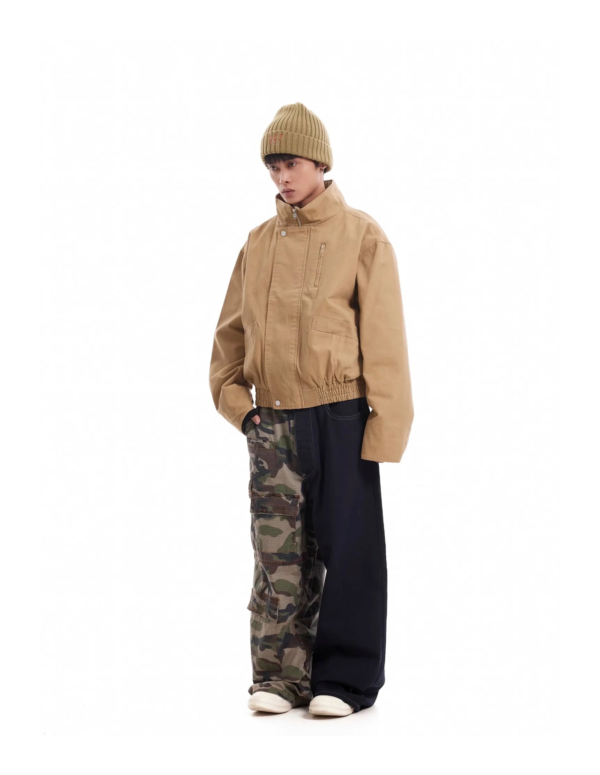 Men’s Vintage Camouflage Spliced Wide-Leg Cargo Pants | Camo Colors