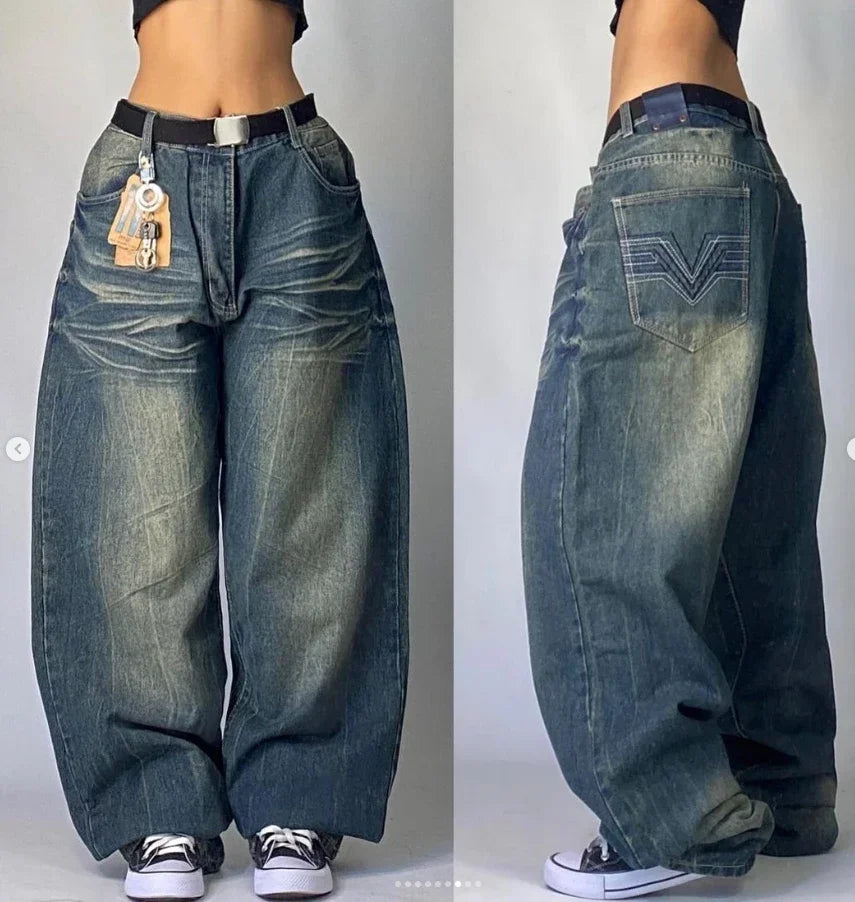 Y2K Gothic Vintage Baggy Cargo Jeans – High Waist Wide Leg Denim | Camo Colors