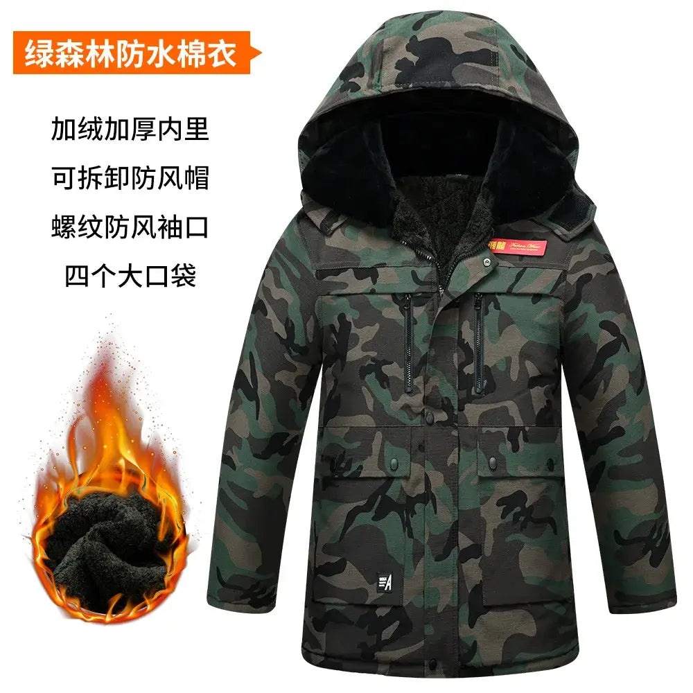 Men's Winter Camo Long Parka | Hooded Military Tactical Down Coat Camo Colors