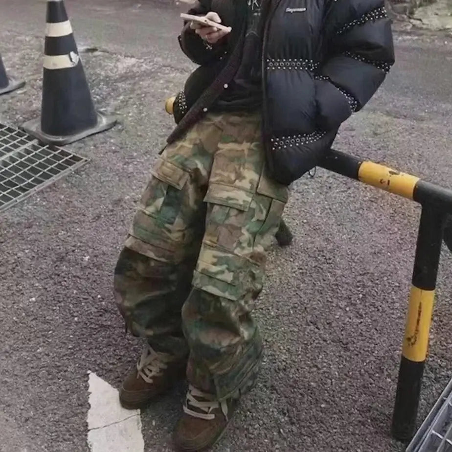 Men’s High Street Camo Patchwork Cargo Pants – Baggy Fit | Camo Colors