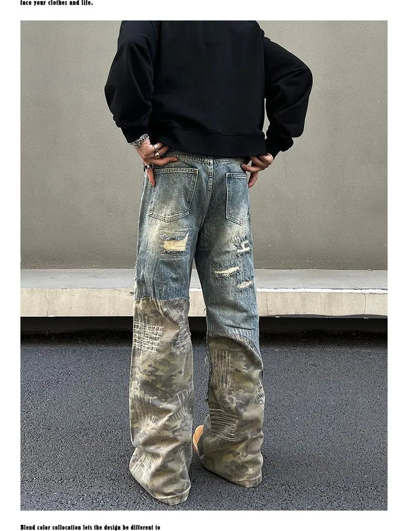 American High Street Washed Straight-Leg Jeans | Camo Colors