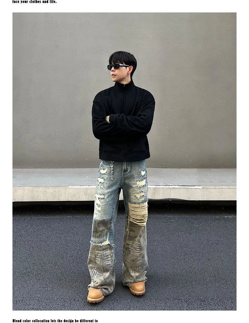 American High Street Washed Straight-Leg Jeans | Camo Colors