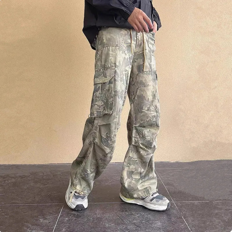 Y2K Baggy Camouflage Cargo Jeans with Side Pockets | Camo Colors