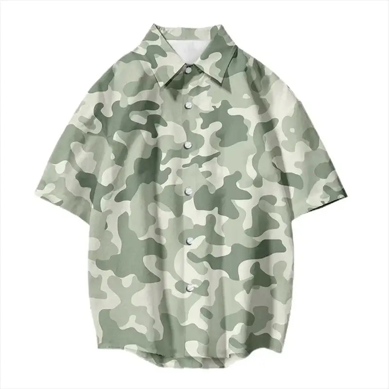 Vintage Camouflage 3D Print Hawaiian Shirt – Casual Streetwear | Camo Colors