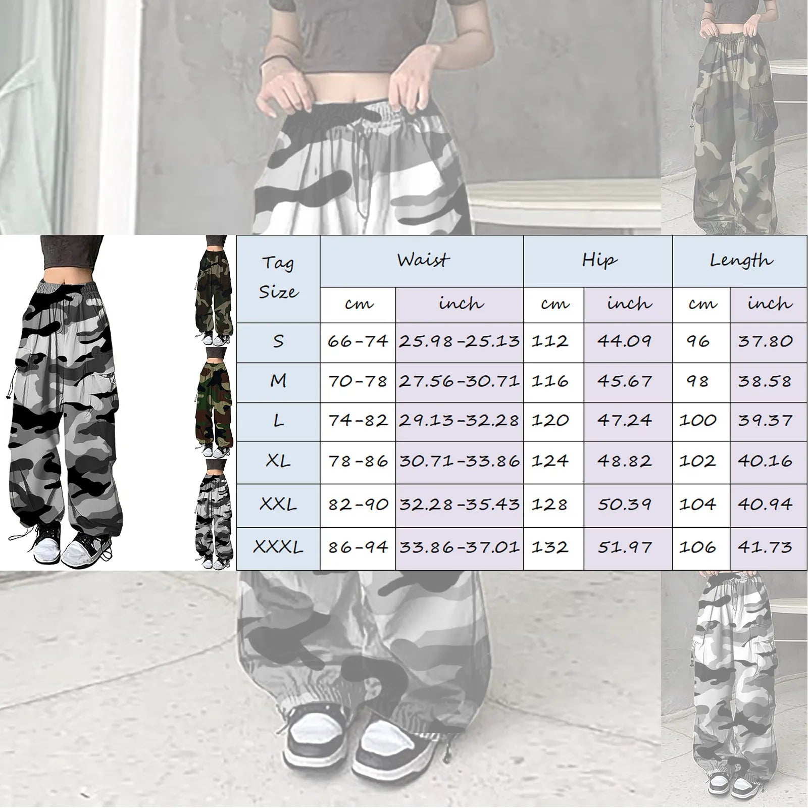 Women's Camo Print Baggy Cargo Joggers – Casual Streetwear Pants | Camo Colors