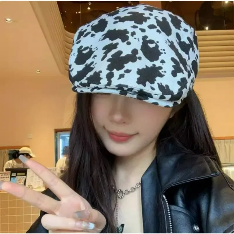 Retro Leopard Print Beret - Stylish Winter Cotton Hat | Camo Colors