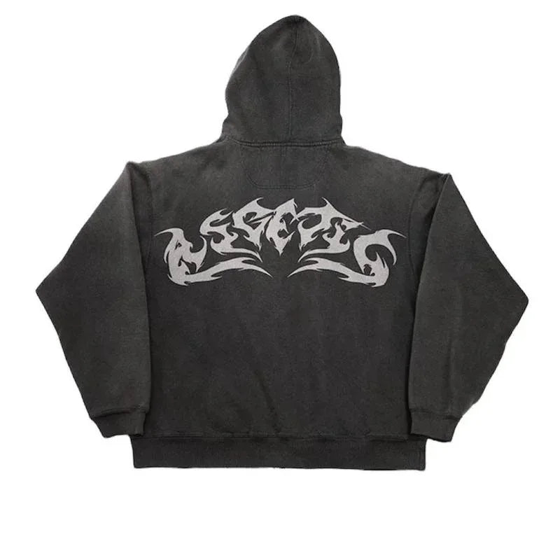 Gothic Y2K Zip-Up Hoodie | Retro Punk Streetwear for Women | Camo Colors