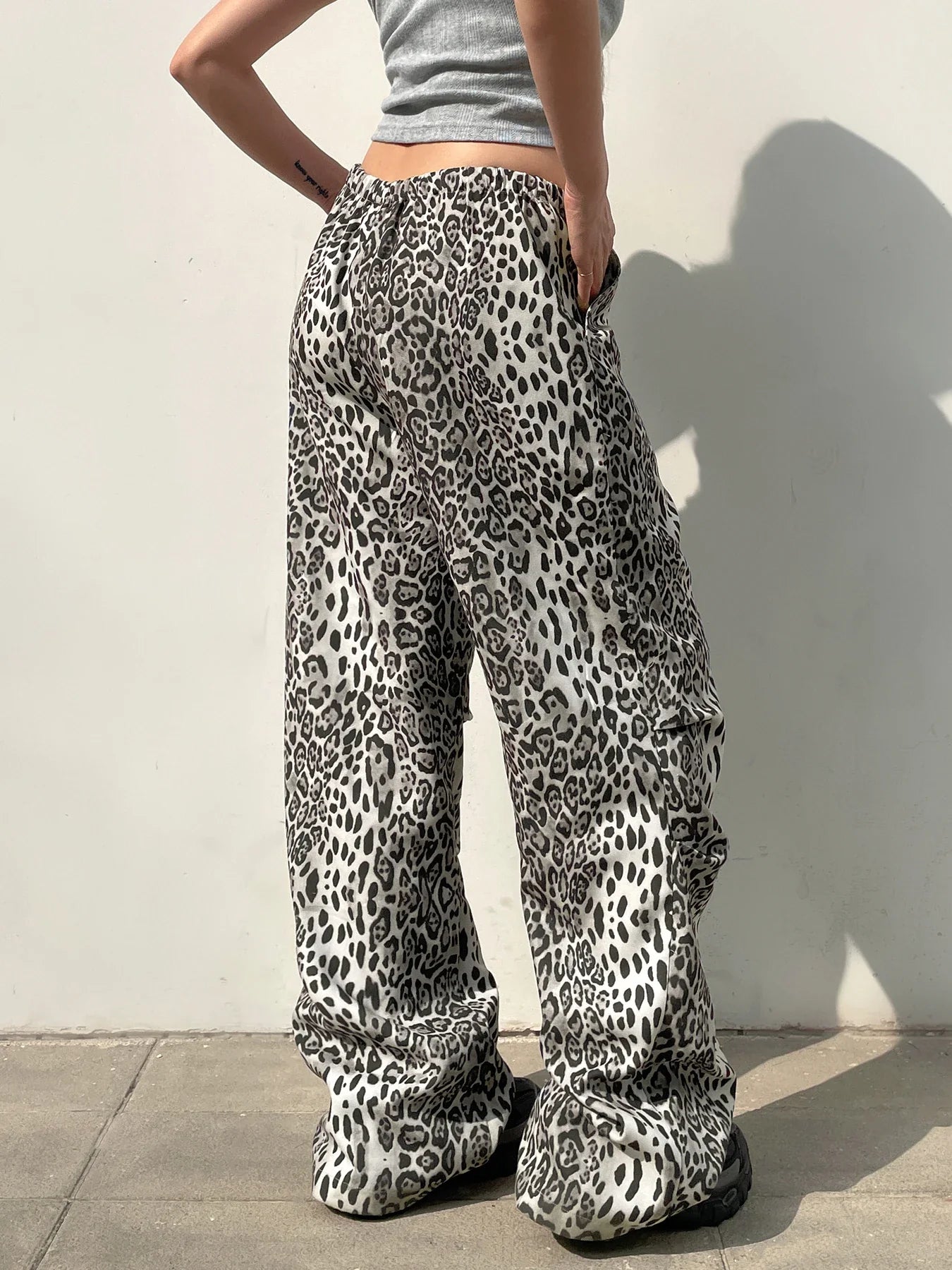 Women's Grey Leopard Print Cargo Pants | Vintage Y2K Style | Camo Colors