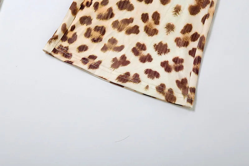 Leopard Letter Print 2-Piece Tracksuit – Crop Hoodie & Flare Pants | Camo Colors