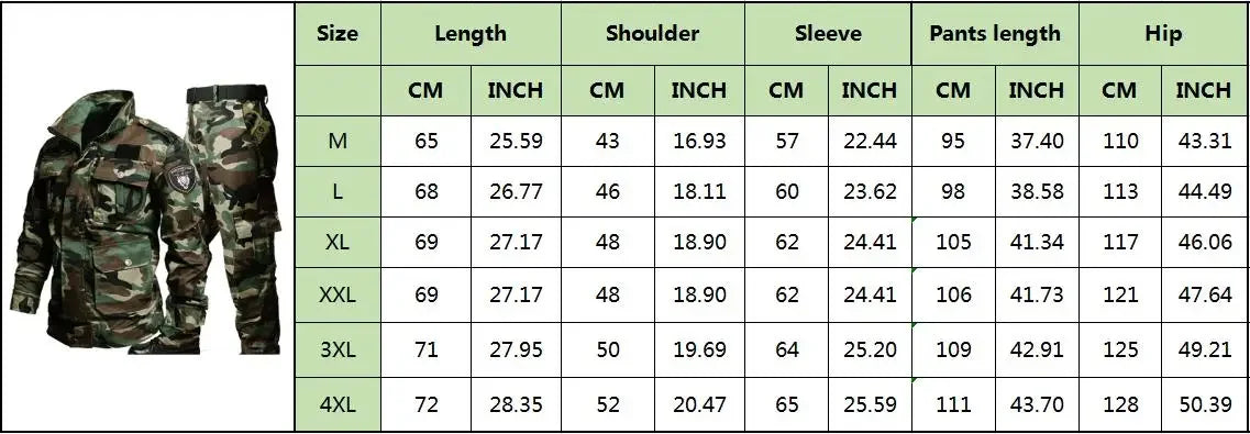 Camo Set for Men | Tactical Jacket and Cargo Pants Camo Colors