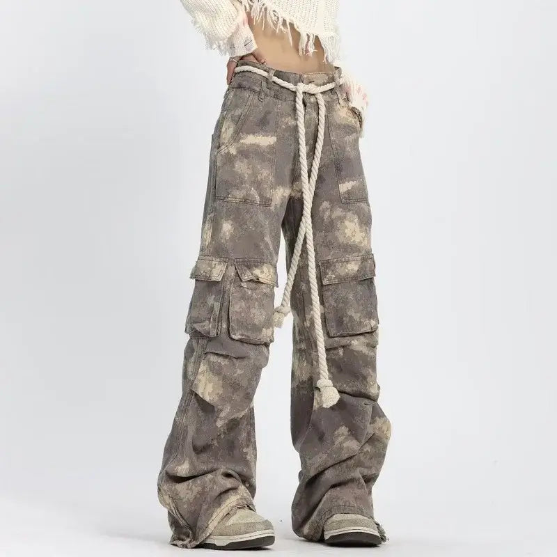 Autumn Camouflage Baggy Overalls with Drawstring Waist | Camo Colors