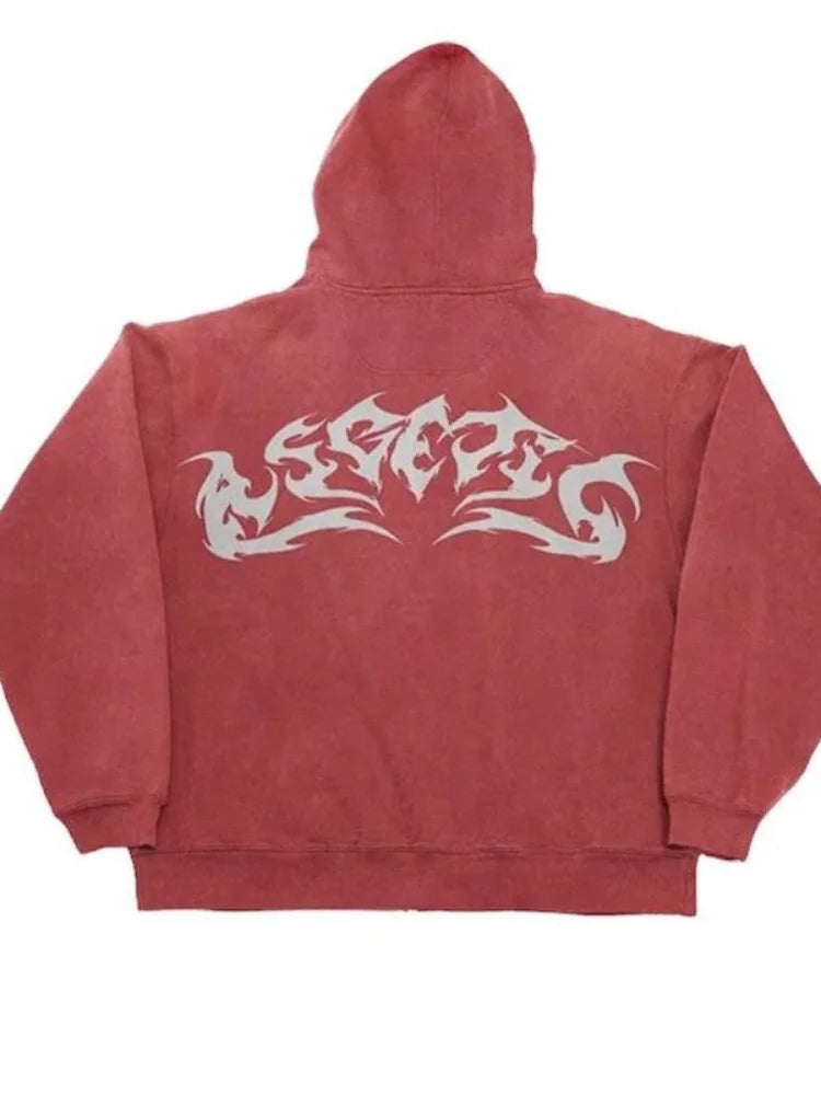 Gothic Y2K Zip-Up Hoodie | Retro Punk Streetwear for Women | Camo Colors