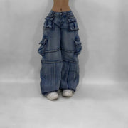 Y2K Gothic Vintage Baggy Cargo Jeans – High Waist Wide Leg Denim | Camo Colors