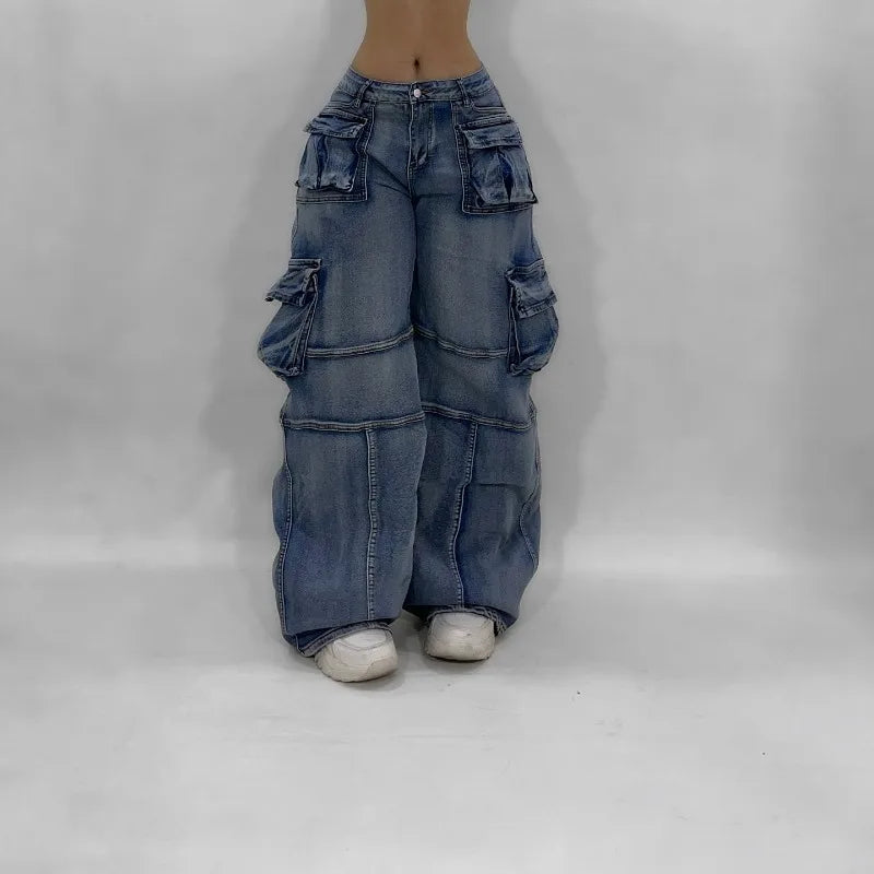 Y2K Gothic Vintage Baggy Cargo Jeans – High Waist Wide Leg Denim | Camo Colors