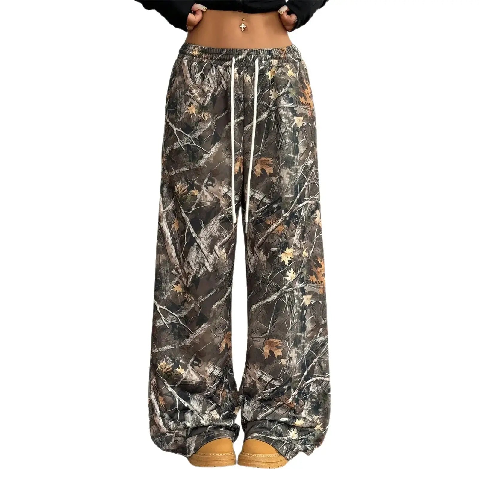 Women's High-Waisted Camo Cargo Pants – Loose Fit Outdoor Trousers | Camo Colors
