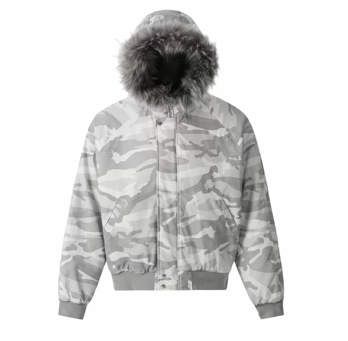 Harajuku Camo Bomber Jacket with Fur Collar Warm Coat Men Camo Colors