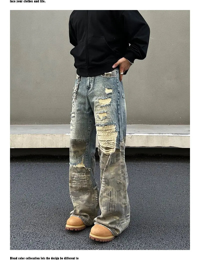 American High Street Washed Straight-Leg Jeans | Camo Colors