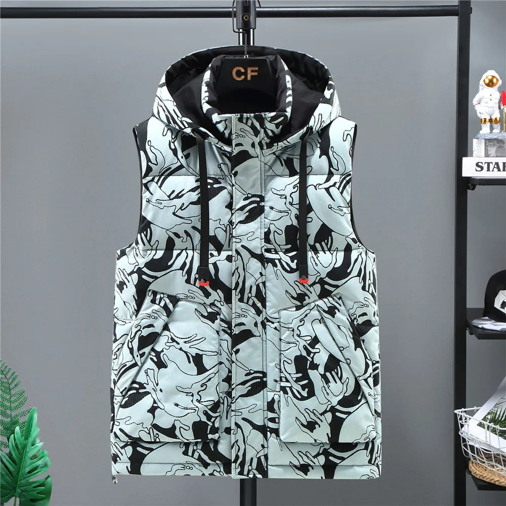 Men's Winter Camouflage Vest – Warm Hooded Sleeveless Jacket | Camo Colors