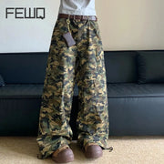 American Camo Workwear Pants Men Loose Straight Wide-Leg Camo Colors