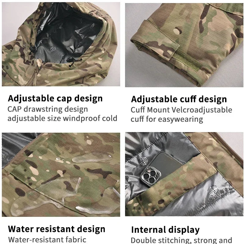 Men's Winter Tactical Camo Parkas: Warm, Waterproof, Windproof Camo Colors