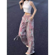 Y2K Pink Camo Wide-Leg Cargo Pants – Streetwear Vibes | Camo Colors