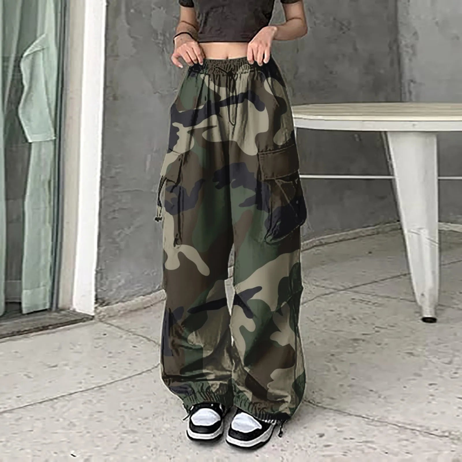 Women's Camo Print Baggy Cargo Joggers – Casual Streetwear Pants | Camo Colors