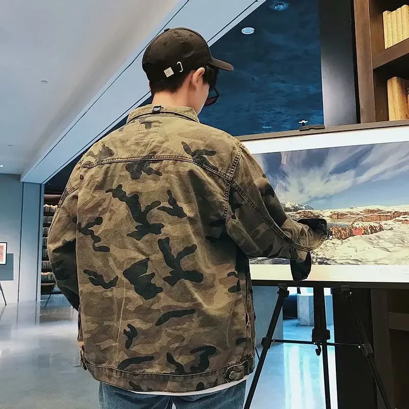 Men’s Camouflage Denim Jacket – Casual Spring Outerwear | Camo Colors