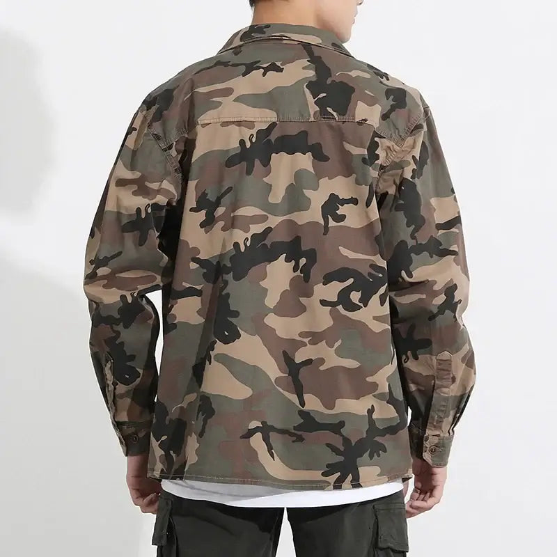 Men’s Camouflage Tactical Shirt – Cotton Relaxed Fit Military Top | Camo Colors