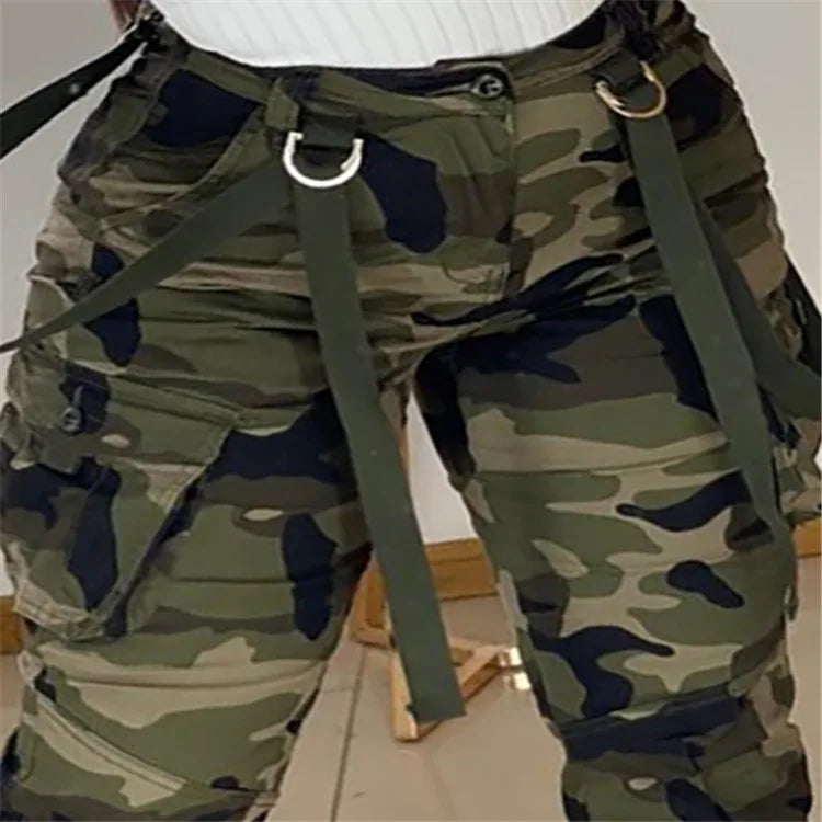 Women's High-Waist Camo Sports Cargo Pants – Military Green | Camo Colors