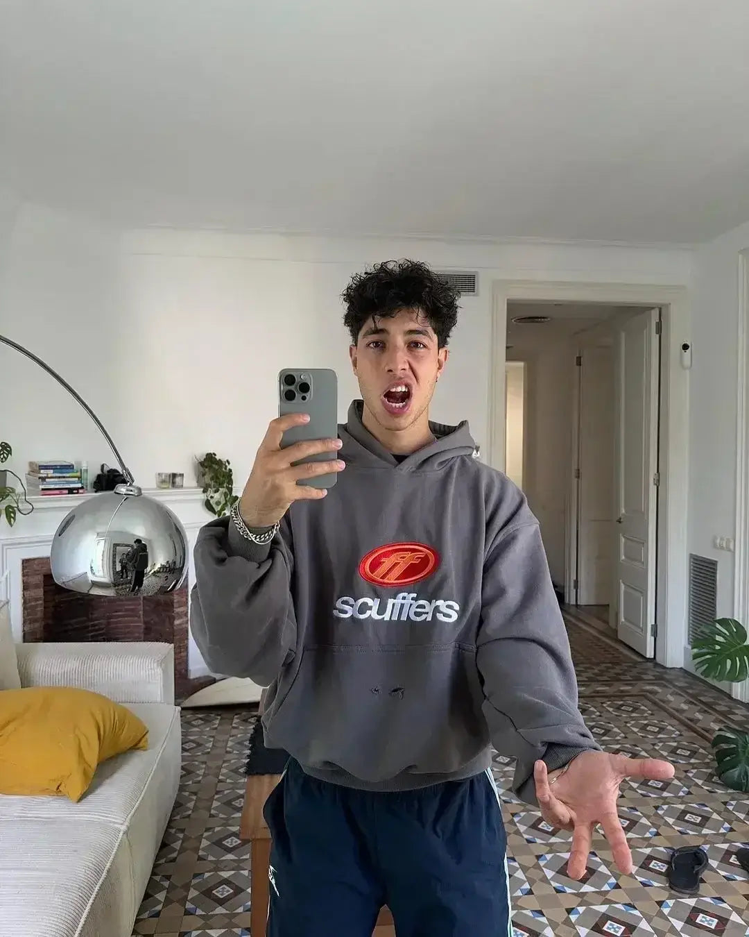 Oversized Light Blue Gothic Y2K Street Hoodie | Camo Colors