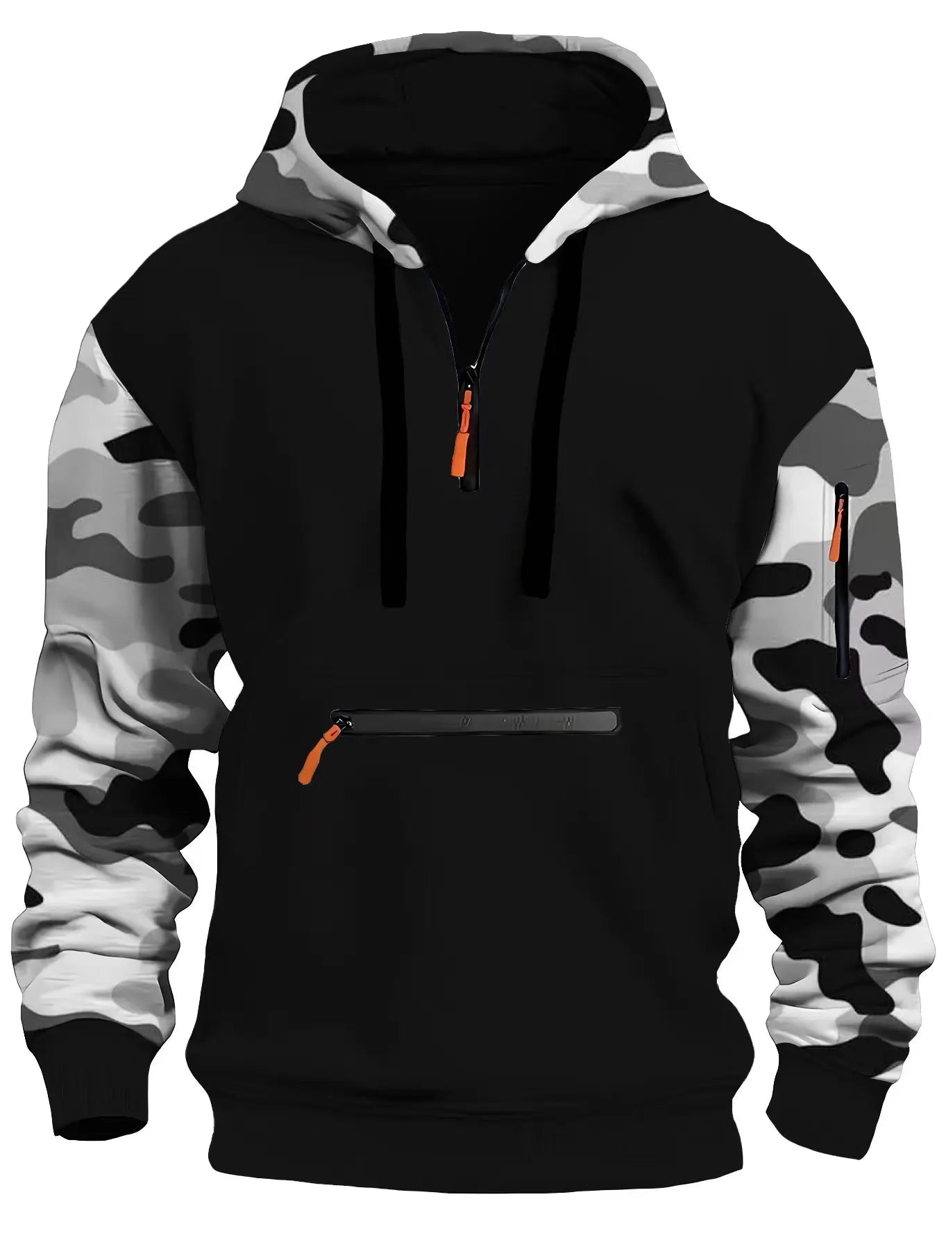 Men's Camouflage Arm Zipper Hoodie – Trendy & Warm | Camo Colors