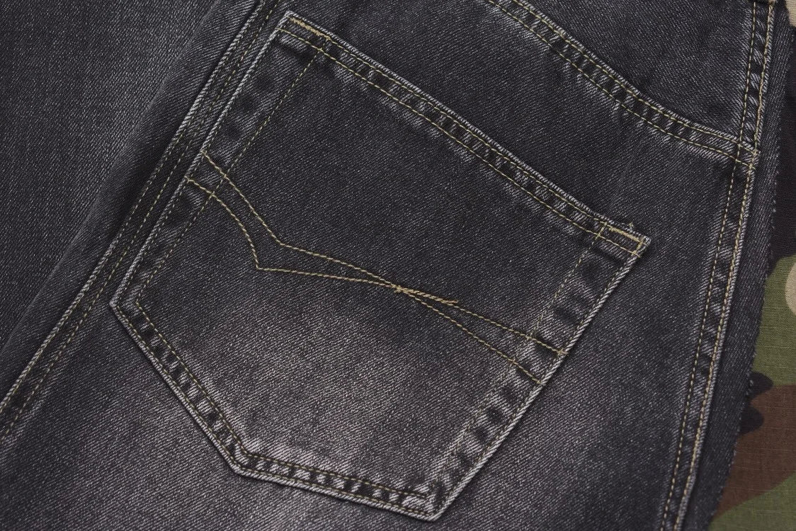 Men's Vintage Washed Camo Spliced Wide-Leg Jeans | Camo Colors