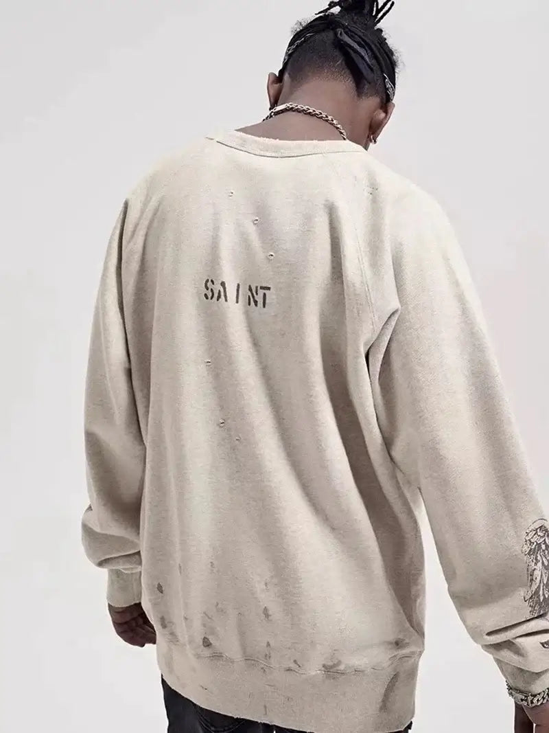 Vintage Graffiti Print Fleece Hoodie – Street Style | Camo Colors