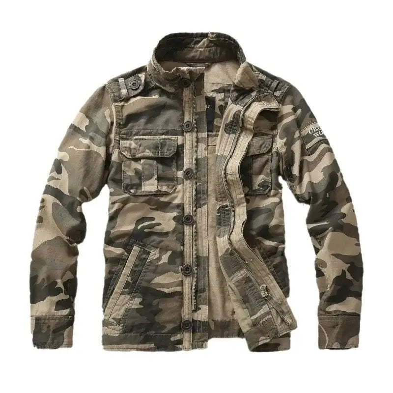 Military Denim Jacket for Men – Retro Camo Multi-Pocket Design | Camo Colors