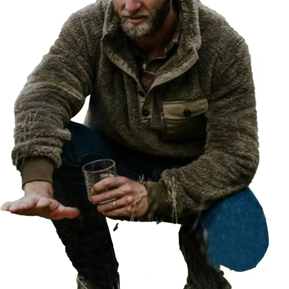 Men's Plush Sweatshirt with Pockets – Warm & Windproof | Camo Colors