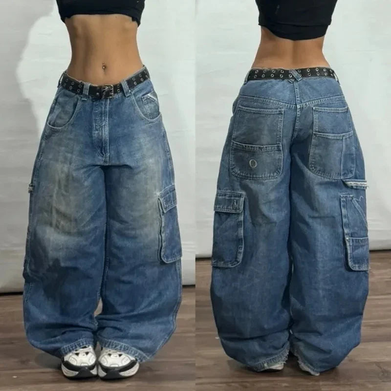 Y2K Gothic Vintage Baggy Cargo Jeans – High Waist Wide Leg Denim | Camo Colors