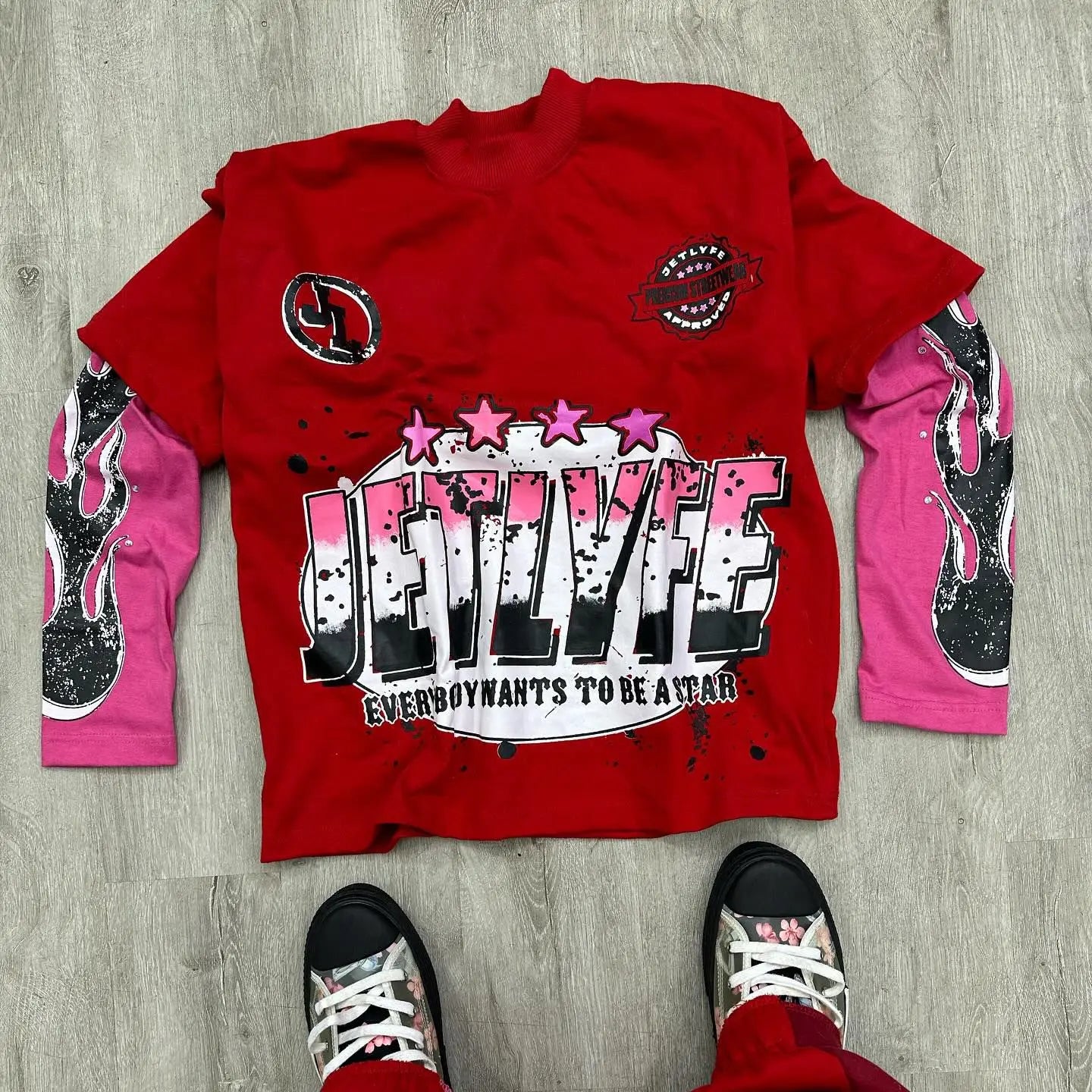 American Y2K Camo T-Shirt Women's Splicing Lettered Long Sleeve Camo Colors