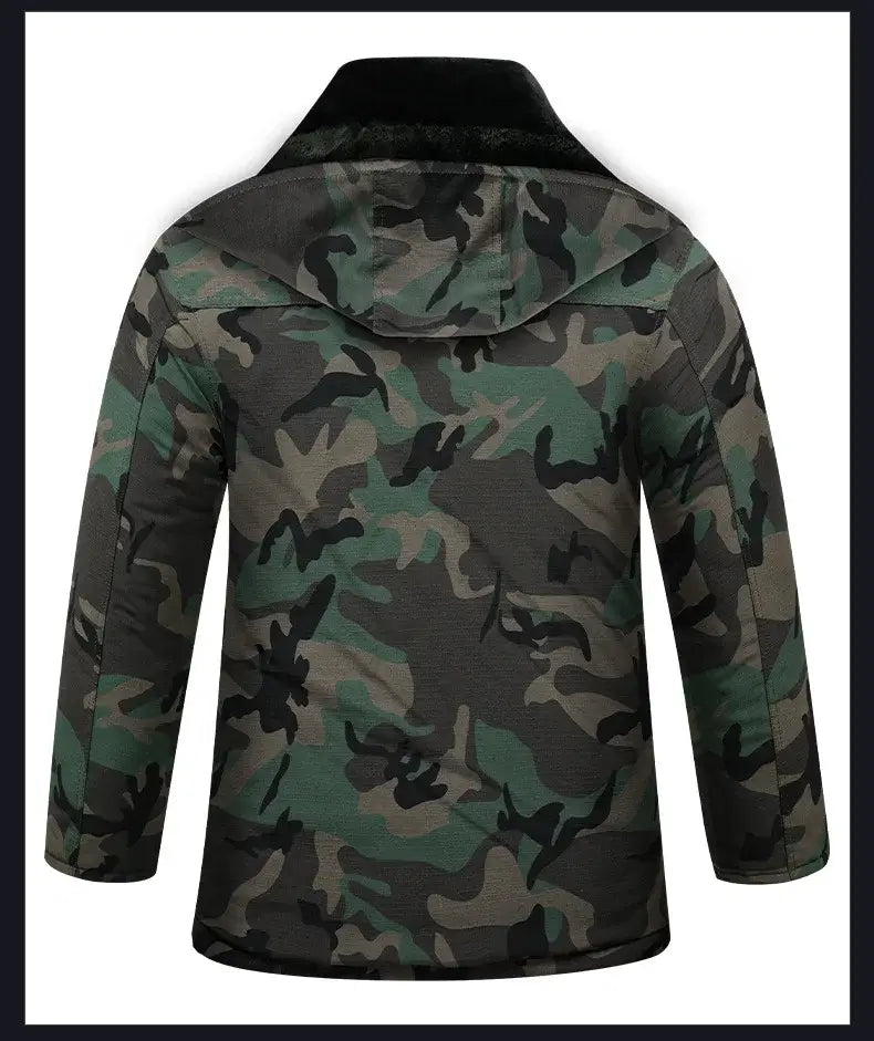 Men's Winter Camo Long Parka | Hooded Military Tactical Down Coat Camo Colors