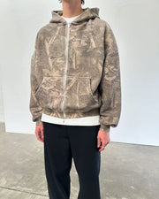 Y2K Leaf Print Zipper Hoodie – Hip Hop Streetwear | Camo Colors