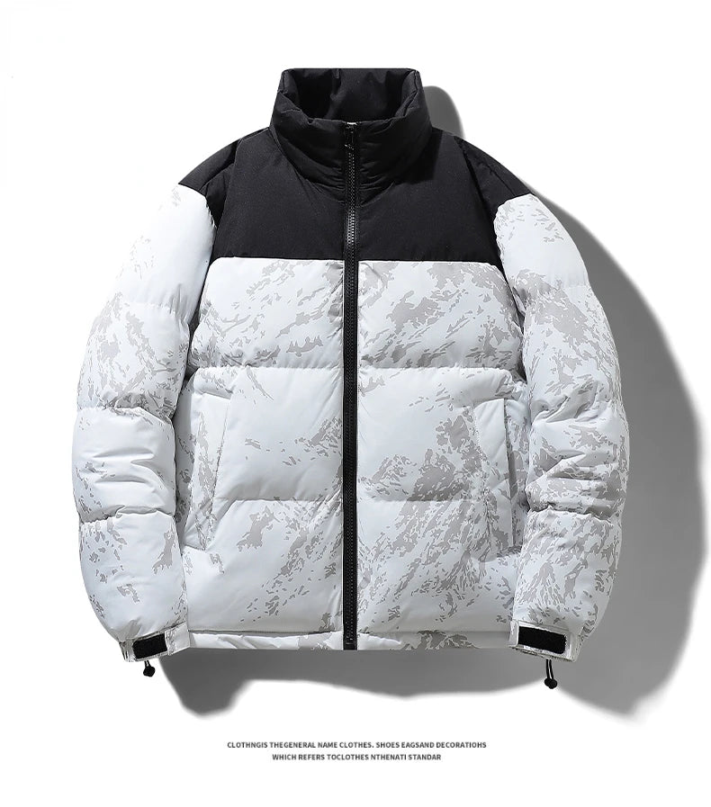 Men's Hip-Hop Camo Jacket: Windproof, Padded Stand Collar Parka Camo Colors
