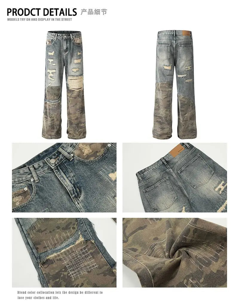American High Street Washed Straight-Leg Jeans | Camo Colors