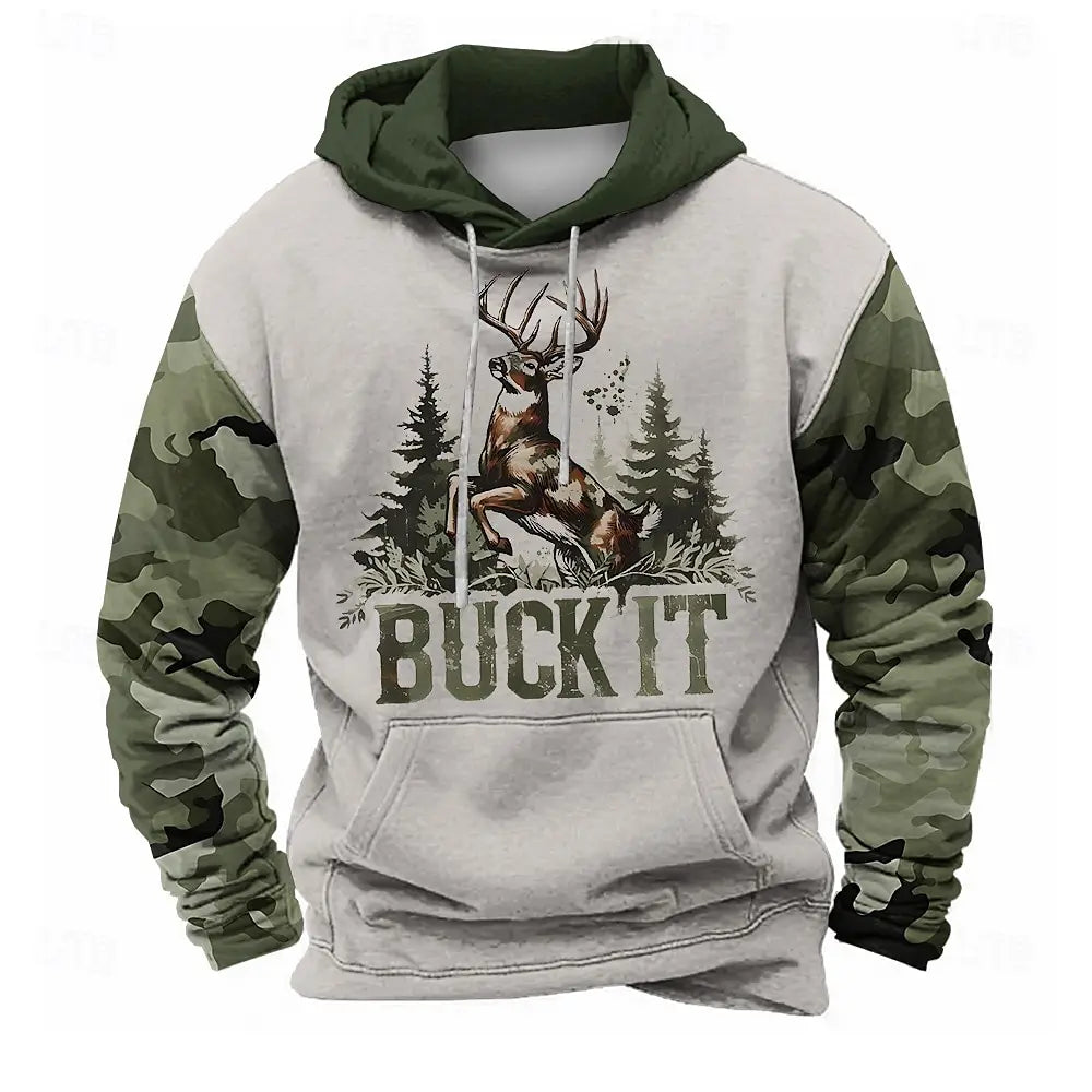 Oversized 3D Milu Deer Camo Hoodie for Men | Camo Colors