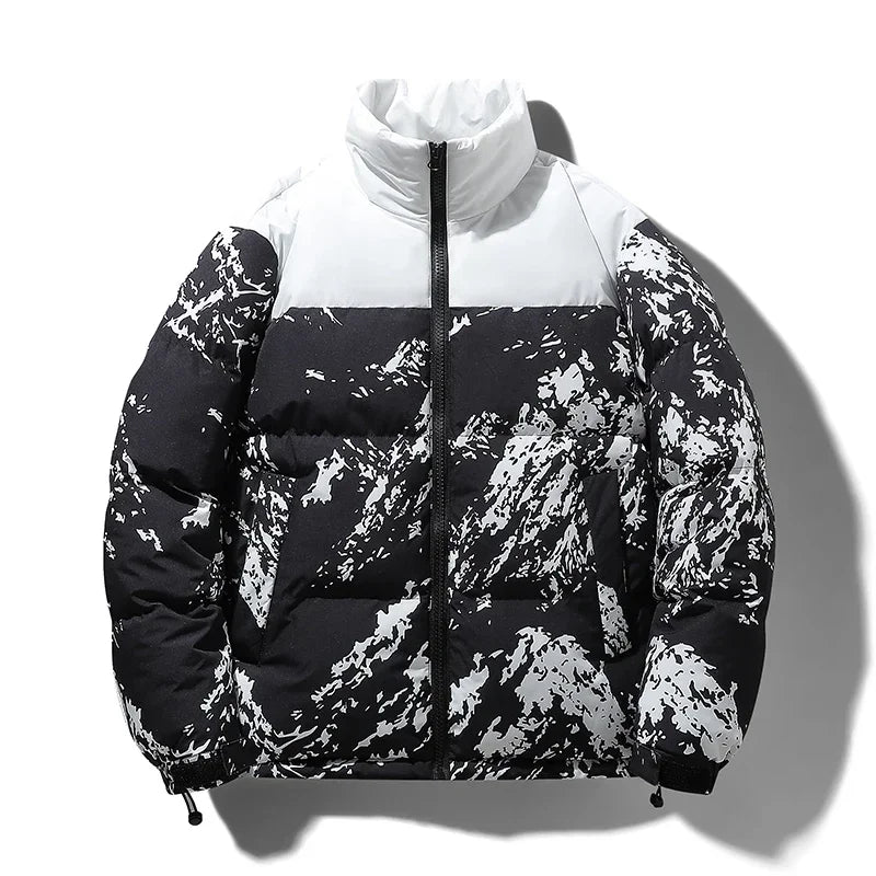 Men's Hip-Hop Camo Jacket: Windproof, Padded Stand Collar Parka Camo Colors